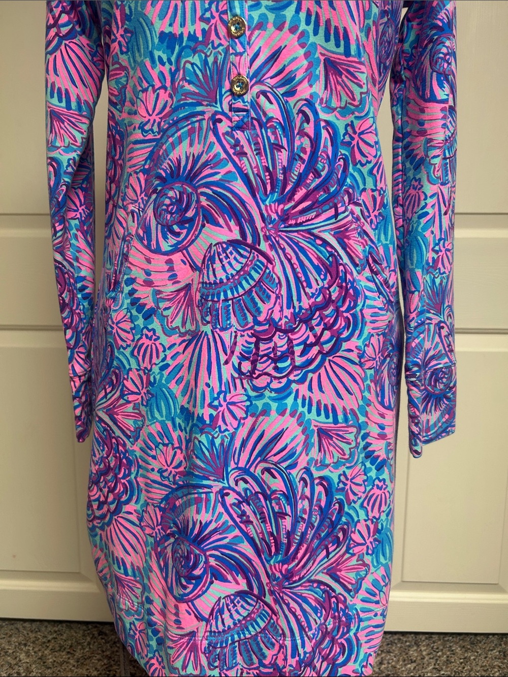 Lilly Pulitzer Ports Dress -Turquoise Oasis Shelleidoscope - Size XS - Picture 4 of 9